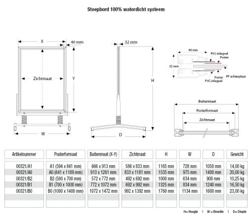 100x140cm Aluminium Stoepbord Windmaster - Afbeelding 9